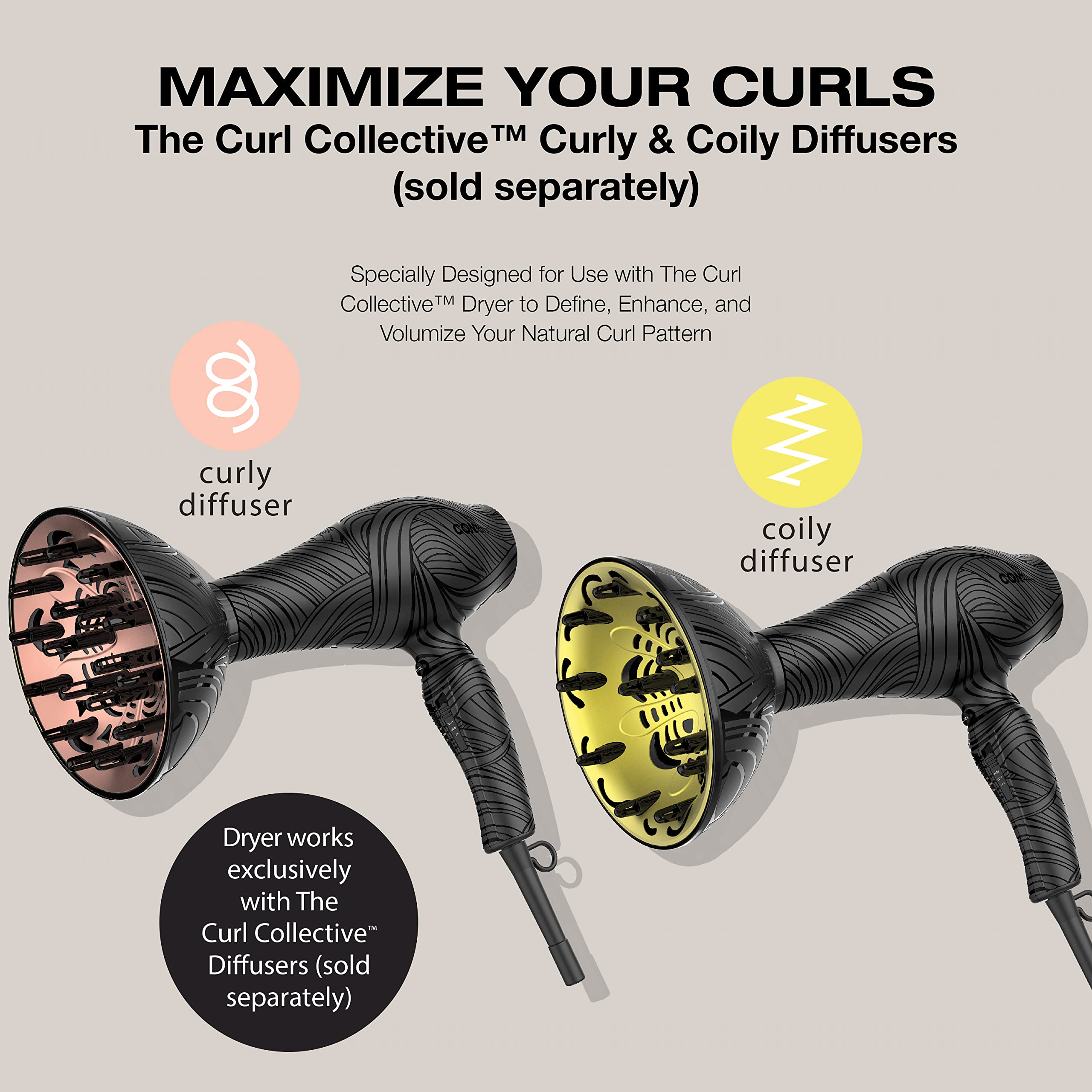 Conair The Curl Collective 1875 Watt Ionic Ceramic Hair Dryer, Nurture and Nourish your Natural Curls with The Curl Collective